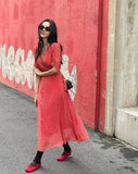 Heidi Zanflower Shirring Chiffon Long One Piece