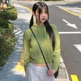 Illumi Bokashi semi-crop hood knit