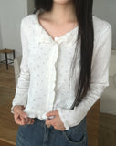 Juran Frill Punching See-through Cardigan