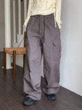 Tonijon Pocket Cotton Banding Long Wide Cargo Pants
