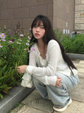 Lemin Summer Rib Round Loose Fit Long Sleeve Cardigan