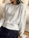 Dael diagonal button bokashi knit long sleeve cardigan