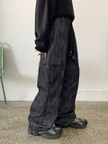 [unisex] Tect banding wide cargo denim pants