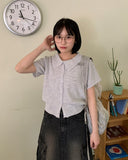 Litai Collar Crop Short Sleeve Cardigan