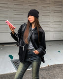 Hazel loose-fit pocket leather jumper