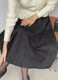 Tiamang Rose Jacquard Banding Flare Skirt