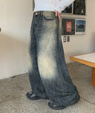 Shokumo washing wide denim pants