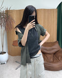 Toil Vintage Henley Neck Ribbed Sleeveless