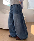 Cadiz Snap Button Wide Denim Pants