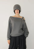 (Lining brushed) STRAP OFF-SHOULDER SWEAT