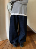 [unisex] Kidu Pintuck Raw Denim Wide Pants