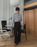 Summer double pleated wide slacks