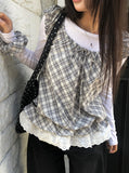 Poupo Lace Layered Scrunchie Check Sleeveless