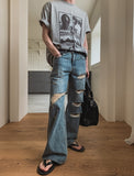 Break Damage Flare Denim Pants