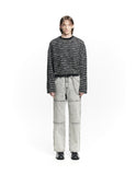 MIXED BOUCLE COLLAR KNIT LONG SLEEVE