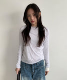 Kanka Dot Ribbed Round Long Sleeve Tee