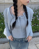 Cardi Rib Knit Tank Top Cardigan Set