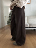 Zid Brushed Snap Cotton Wide Pants