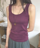 Duhin Basic Color Layered Round Sleeveless