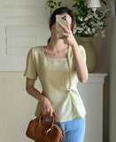 Gobelin Square Shirring Strap Blouse