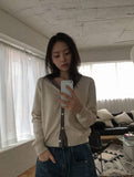 Yoshi Color Matching V-Neck Knit Cardigan