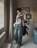 Tin washed strap cargo denim