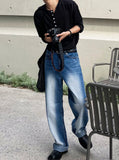 Sand brush wide denim pants