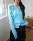 Luann Basic Wool Mohair Round Knit Cardigan