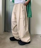 [unisex] Ranwoo banding wide cotton balloon cargo pants