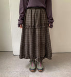 Kohyuri Check Frill Banding Long Skirt
