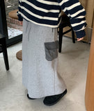 Ichimo banding brushed fleece cargo long skirt
