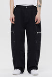 BIKER WASHED WIDE PANTS