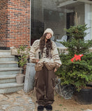 [wool20%] Cain pintuck snap wool cargo pants