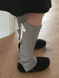 Corbel ribbed knit balletcore ribbon string slit leg warmers
