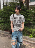 Impri Slub Lettering Short Sleeve T-shirt