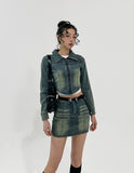 Beto Washing Cut Denim Set Skirt