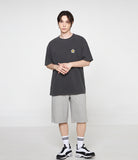 Flower Smile Logo Embroidery Pigment Short Sleeve T-shirt