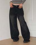 Nian incision washed wide denim pants