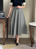 Balieu check flare long skirt