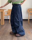 Seika raw denim balloon parachute wide pants