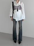 Belt Strap Embossed Leather Shoulder Bag