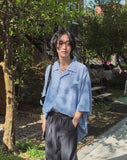 Levi overfit striped half shirt