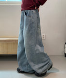 Dronghin Dart Washing Denim Wide Pants