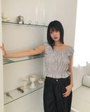 [Two Way] Furen Off-Shoulder Shirring Frill Sleeveless Blouse