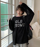 [unisex] Yanmi Lettering Net Over Long Sleeve Knit