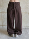 Forcial Brushed Corduroy String Wide Pants
