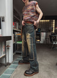 Western wide double knee denim