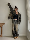 Betty Tin Beige Wide Denim Pants