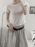 Hazel See-Through Lace Volume Puff Tee