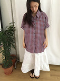 [BAONHAUS] Kinens Over Check Short Sleeve Shirt